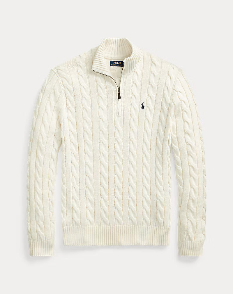 Polo Cable-Knit Cotton Quarter-Zip Jumper