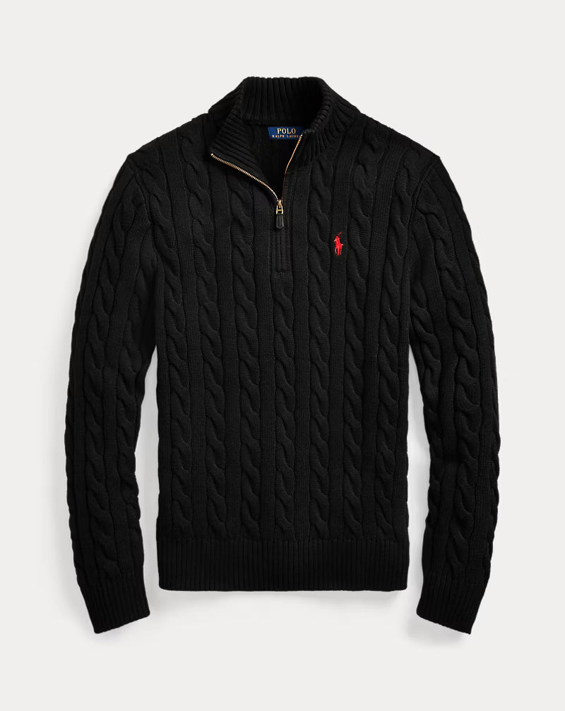 Polo Cable-Knit Cotton Quarter-Zip Jumper