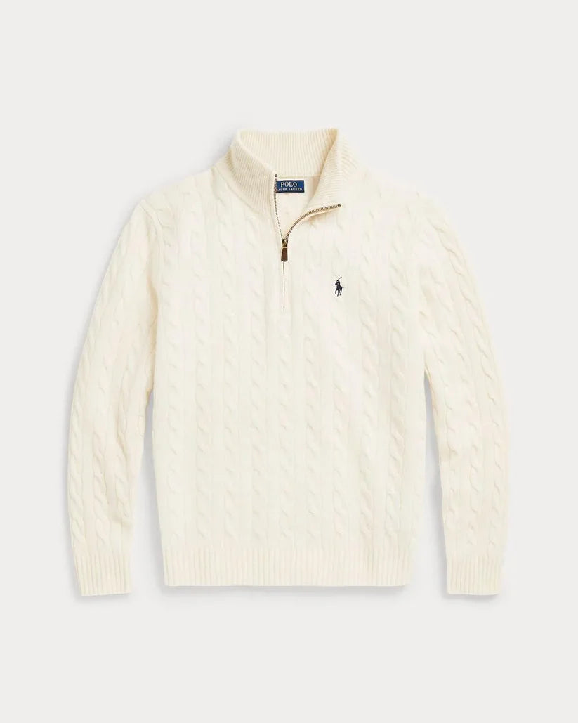 Polo Cable-Knit Cotton Quarter-Zip Jumper